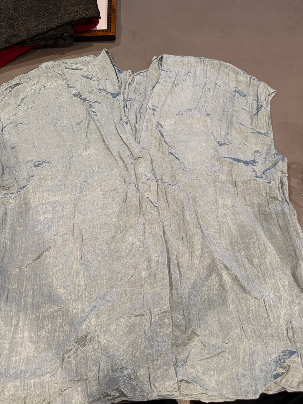 Vince Light Silver Crinkled Short-Sleeve front placket shirt